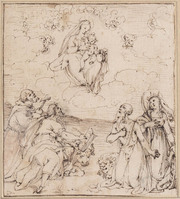 K 052
<br/>
Madonna en Kind met vier heiligen
<br/>
<em>Anoniem It (16de eeuw)</em>